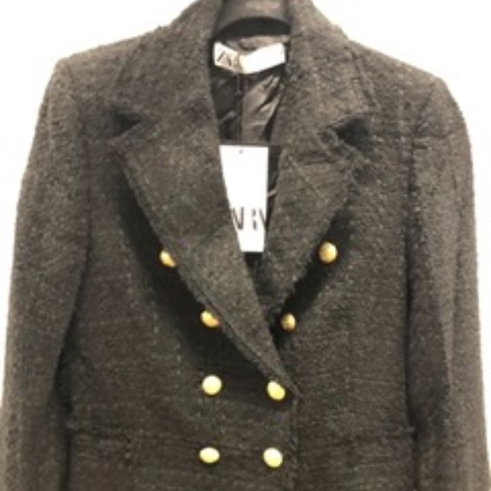 NWT ZARA Tweed Classic Coat, M